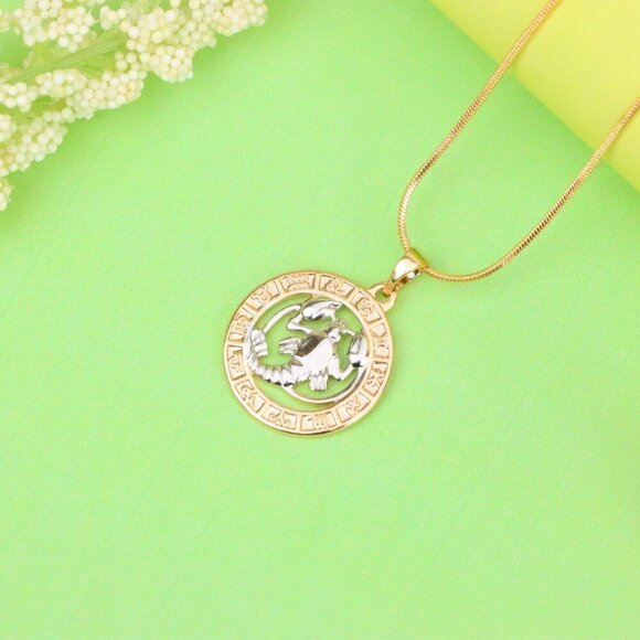 "Rose Gold Cancer Zodiac Pendant with Crab Symbol and Sign Circle, XPPT1448 - Picture 4 of 13